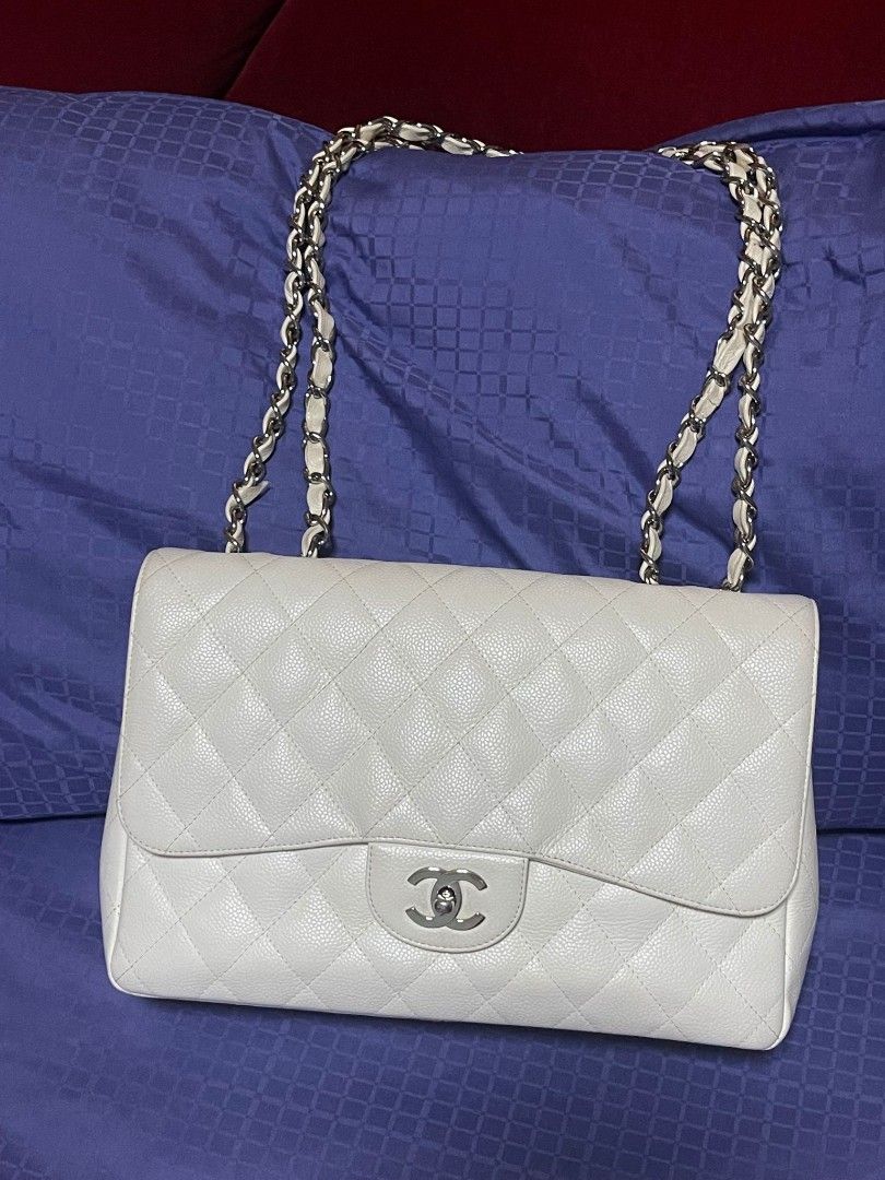 White chanel jumbo clearance caviar
