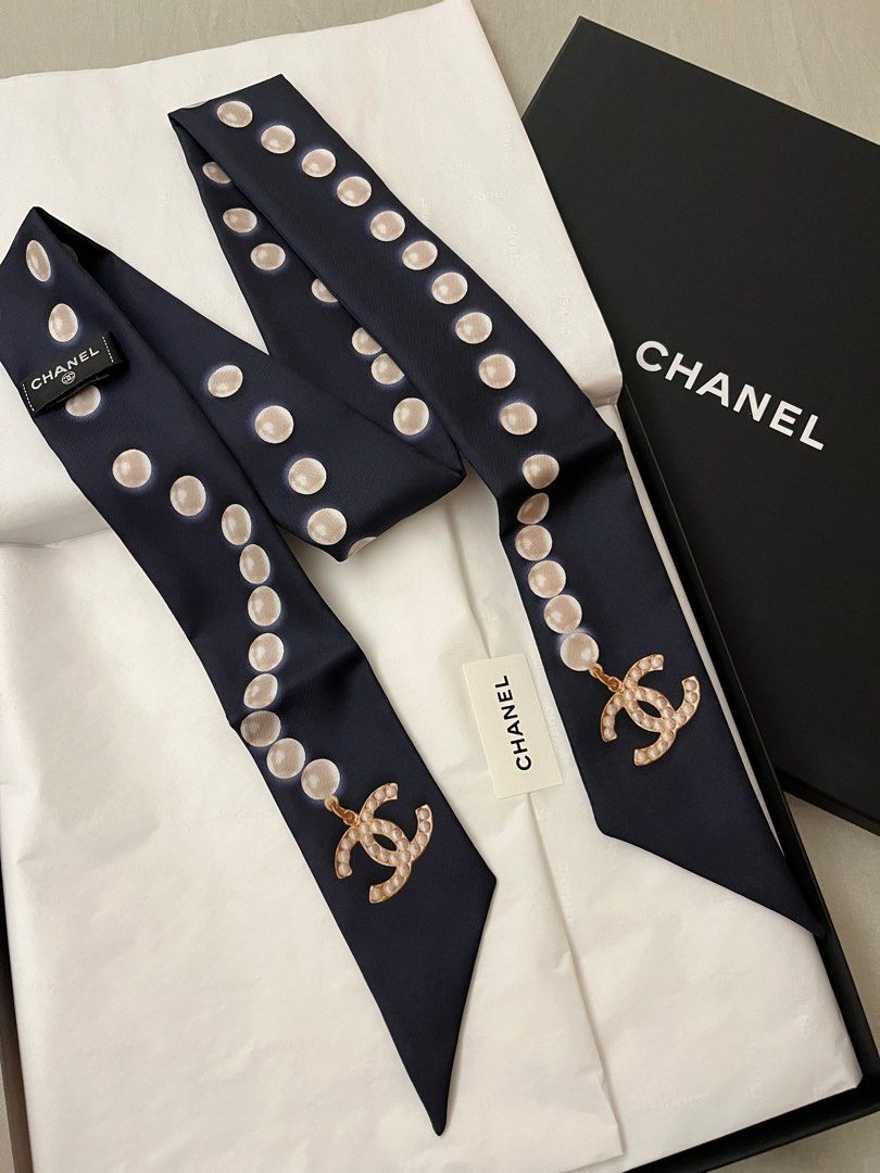 Chanel Pearl CC Slim Bandeau Twilly Scarf, Luxury, Accessories