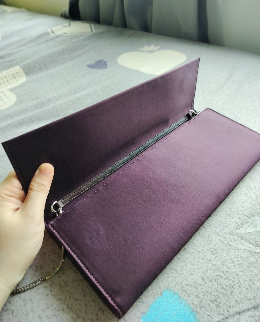 Charles Keith Dark Purple Clutch Cross Body Bag