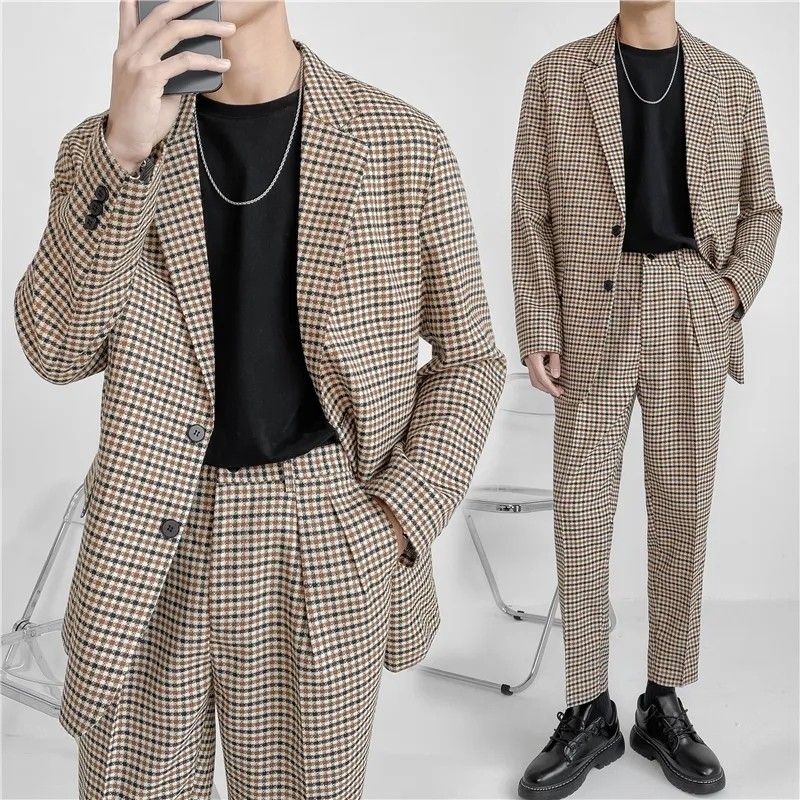 Checkered sales suit jacket