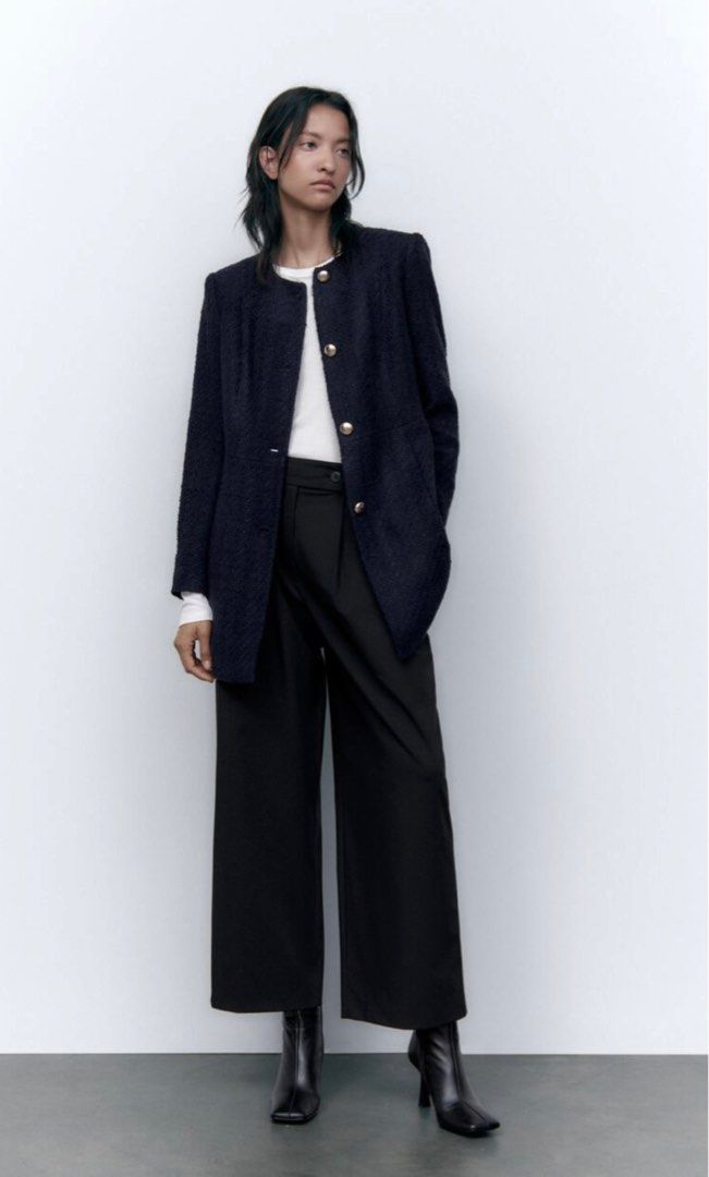 Chic Zara long structured black blazer Women s Fashion Tops