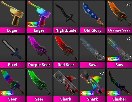 Roblox Murder Mystery 2 MM2 Red Seer Godly Knifes and Guns