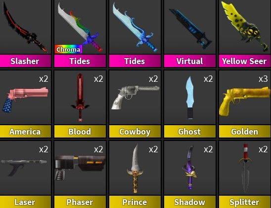 Roblox Murder Mystery 2 MM2 Laser Vintage Godly Knife and Guns