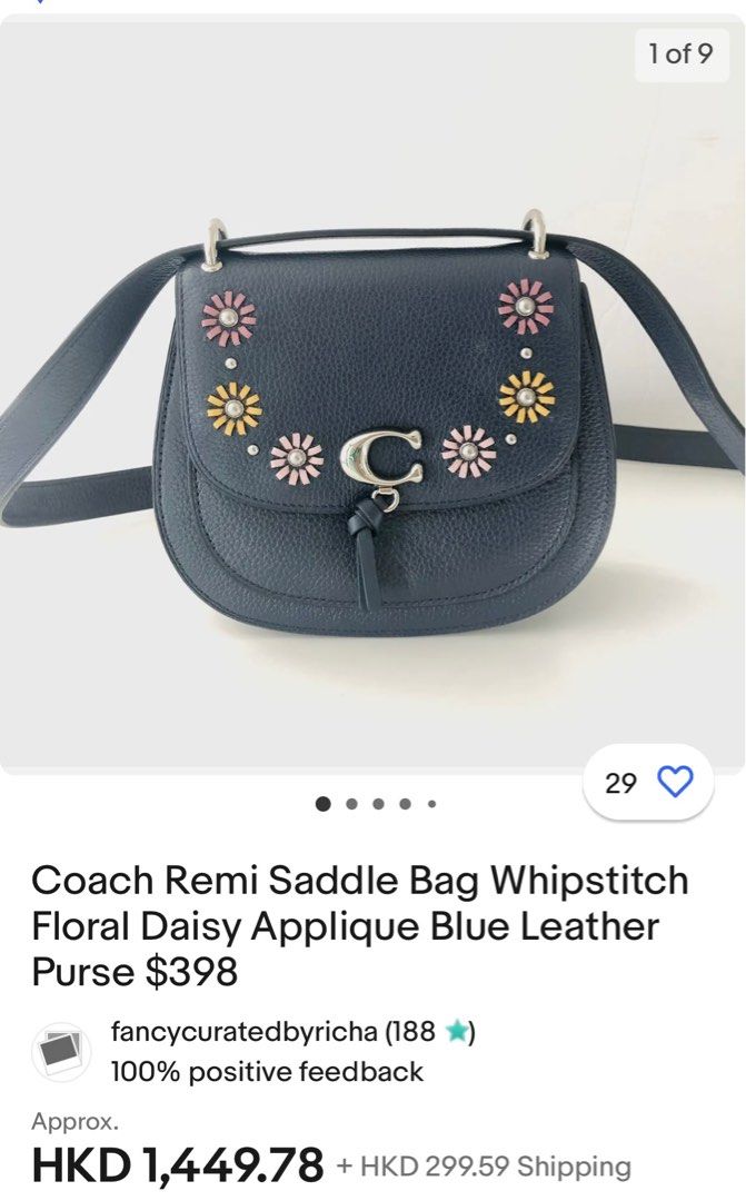 Coach remi shoulder bag with whipstitch daisy applique 2025