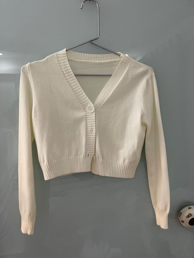 White cropped cardigan sweater sale