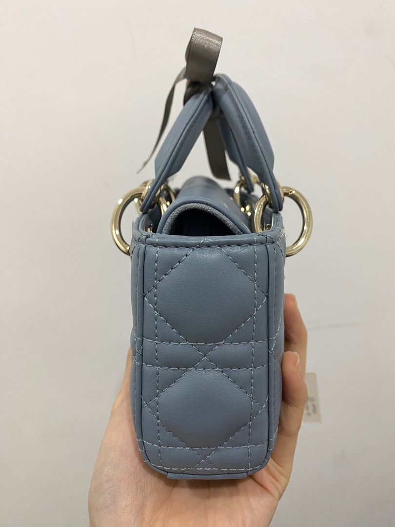 Lady D-Joy Micro Bag Cloud Blue Cannage Lambskin