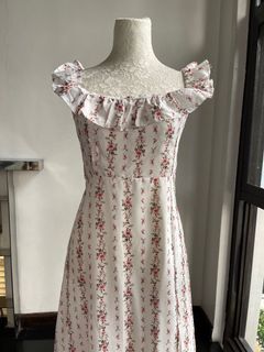 floral white ruffle dress