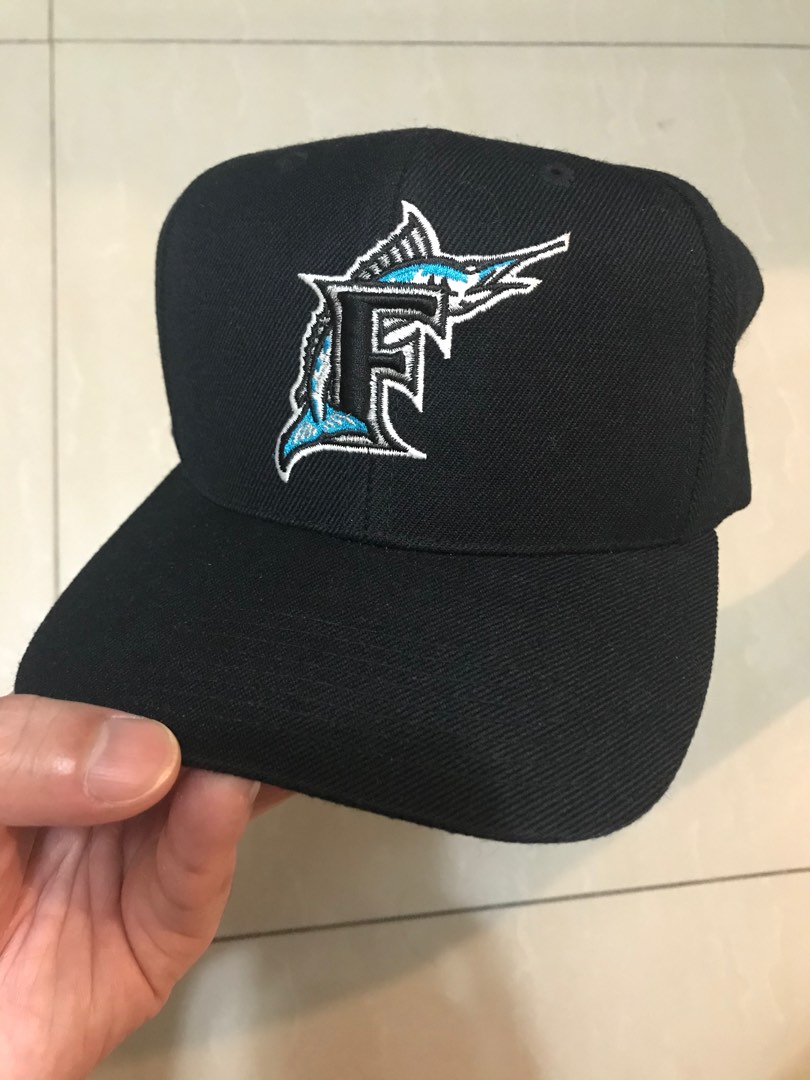 Vintage Rare Florida Marlins MLB Plain Logo Pinstripe 100% Wool Vtg Hat Snapback