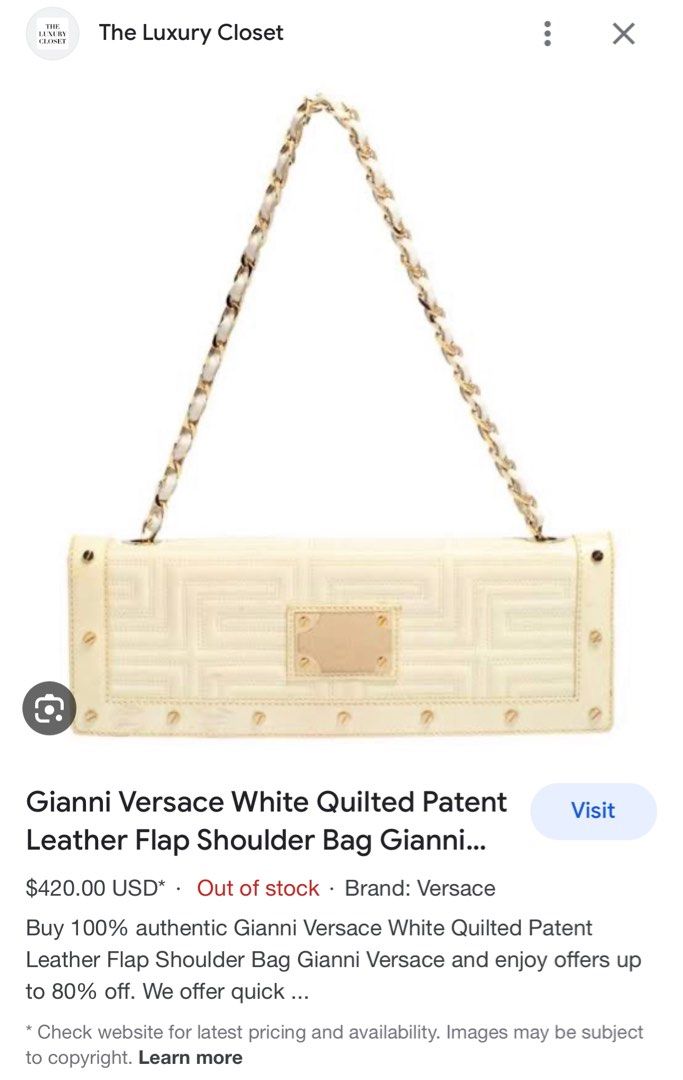 Gianni Versace White Quilted Patent Leather Flap Shoulder Bag