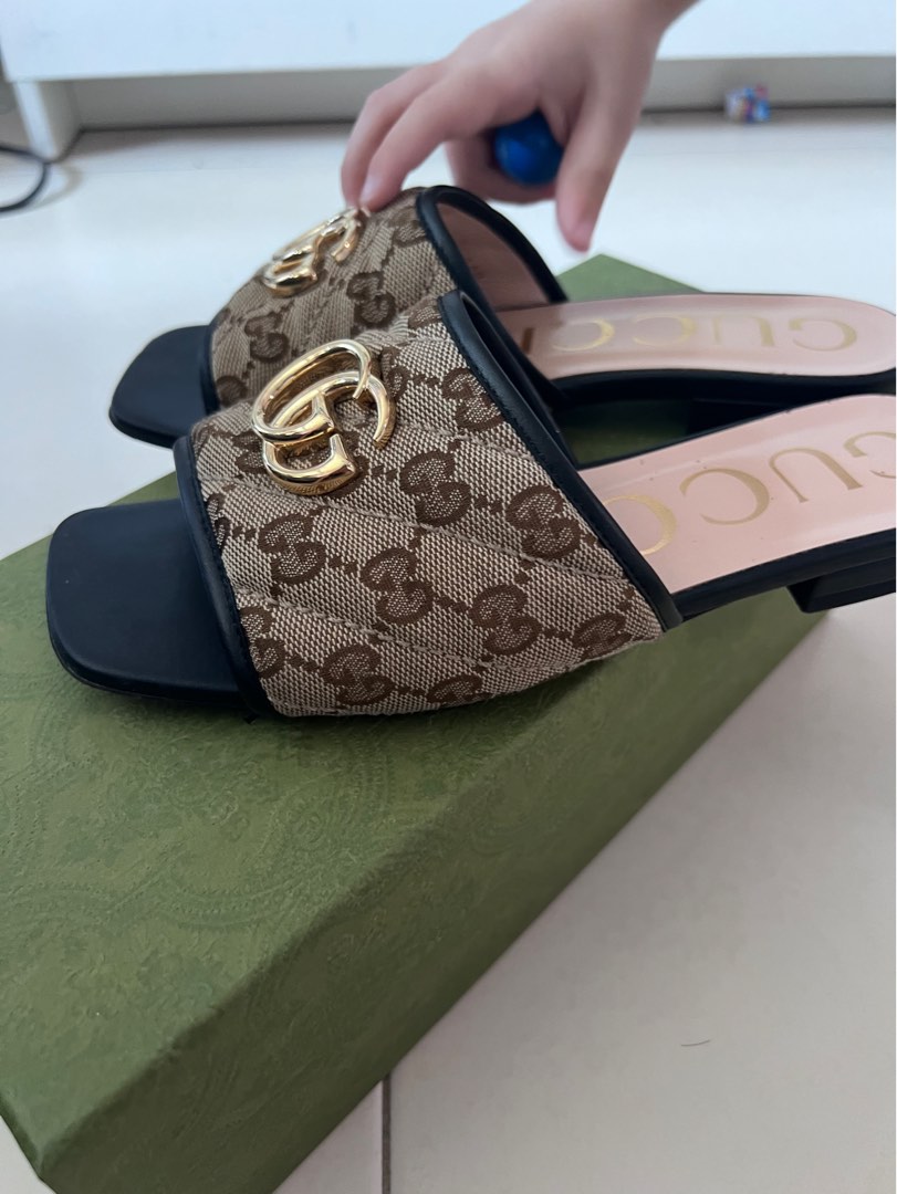 Gucci canvas slide 2025 sandals