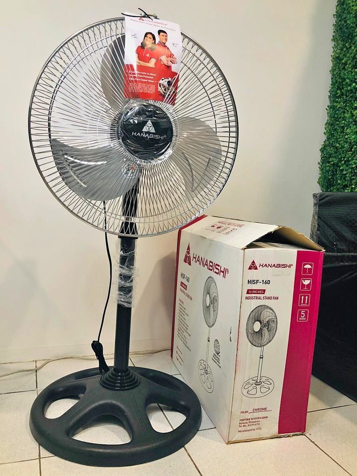 Hanabishi 16" Industrial Electric Stand Fan HISF160, Furniture & Home Living, Lighting & Fans