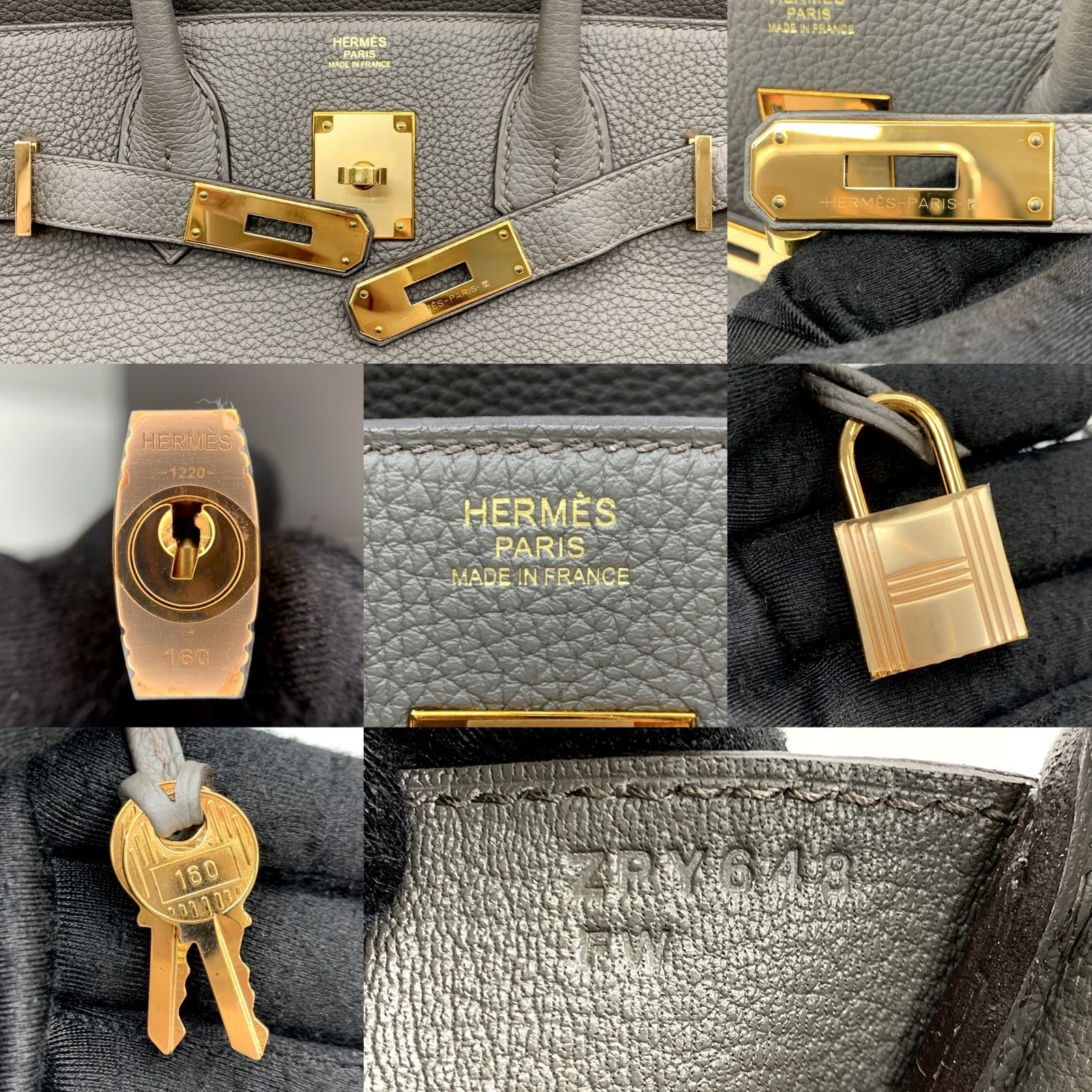 Hermes Birkin bag 30 Etain Togo leather Rose gold hardware