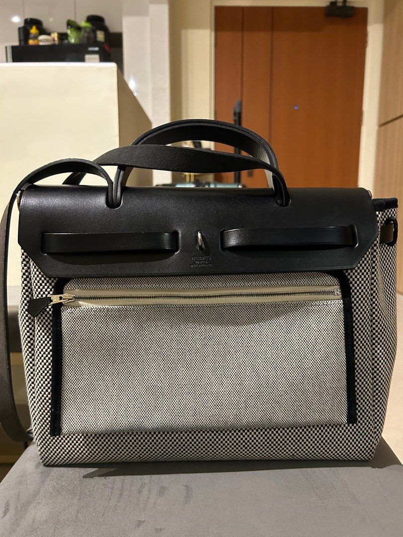 Hermès Beige x Brown Toile Sac a Doc Herbag Backpack 2-in-1 Set 26h131s