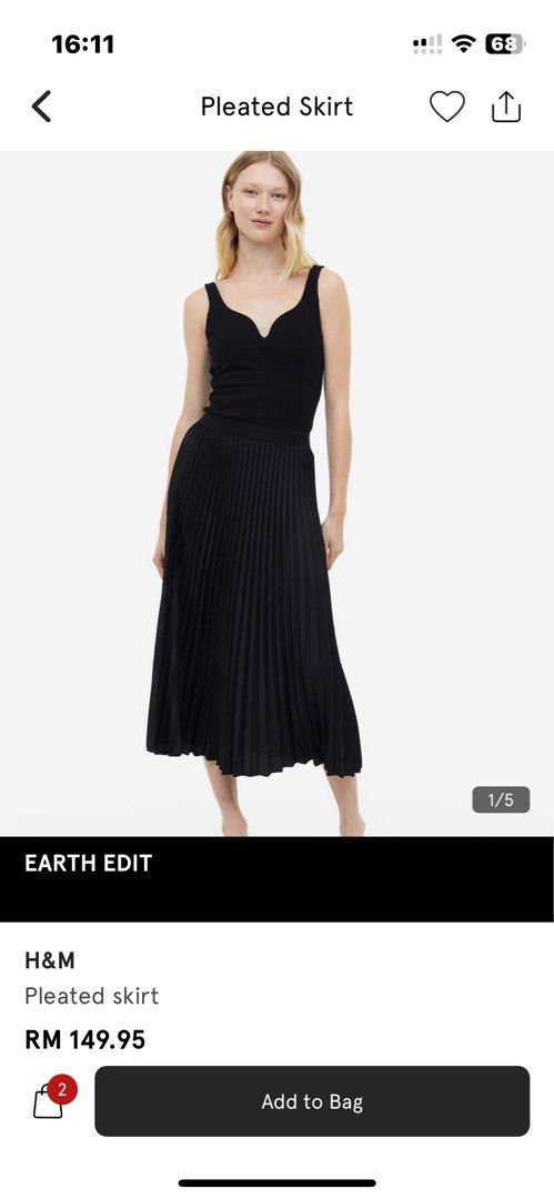 H and m 2025 black pleated skirt
