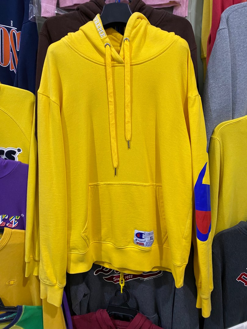 Champion supreme hoodie yellow cheap