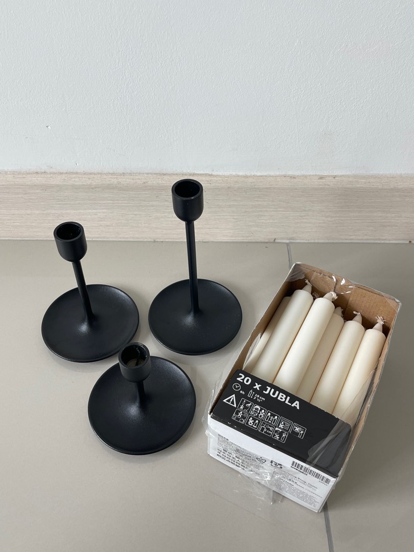 IKEA FULLTALIG Candlestick Set of 3 (Free IKEA JUBLA Candle), Furniture