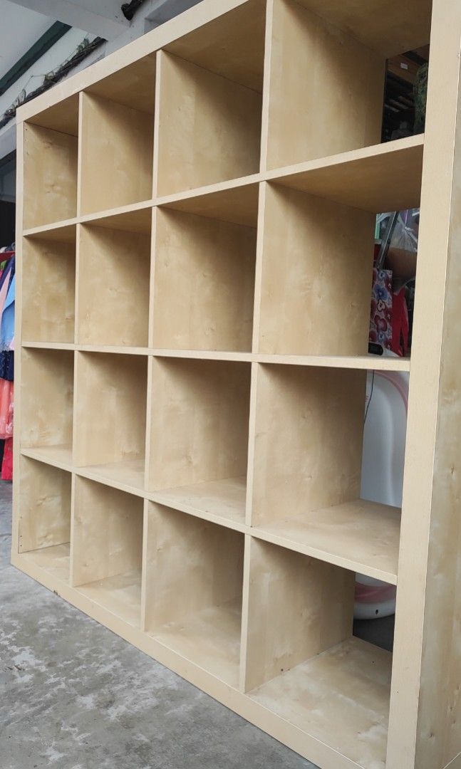 Ikea kallax shelving unit with rattan basket, Furniture & Home Living