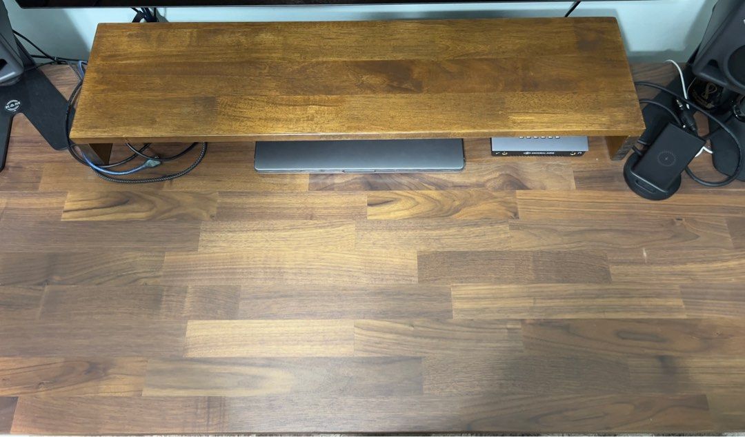 Ikea Karlby walnut tabletop with Ikea Krille legs, Furniture & Home