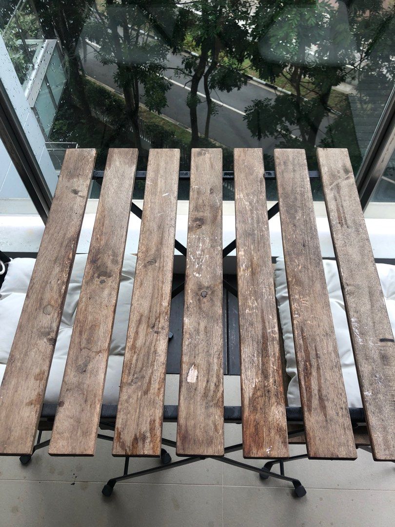 IKEA TARNO Folding Table & Chairs with Cushions Balcony, Furniture