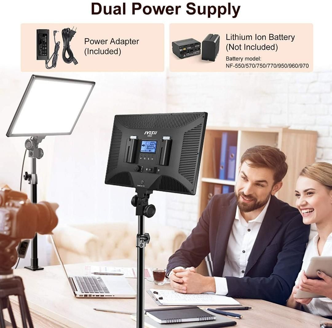 Dazzne 2Pack LED Video Light with Desk Clamp Stand Lighting Kit