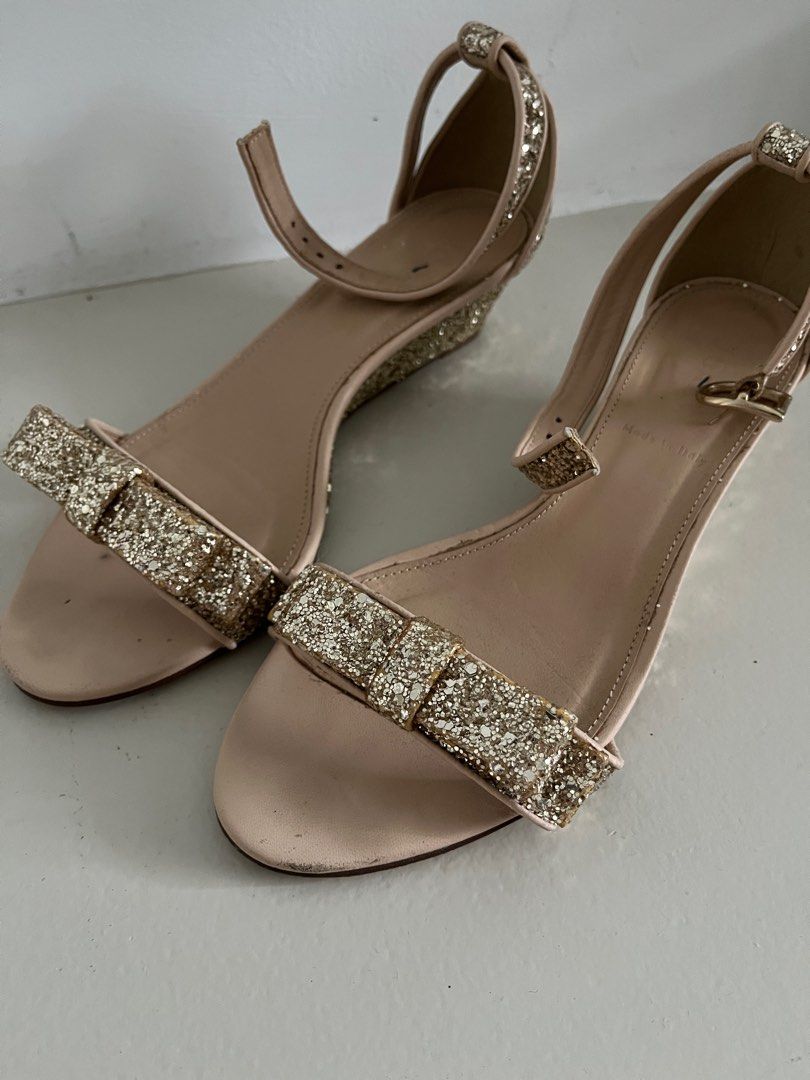 Gold glitter sale wedge heels
