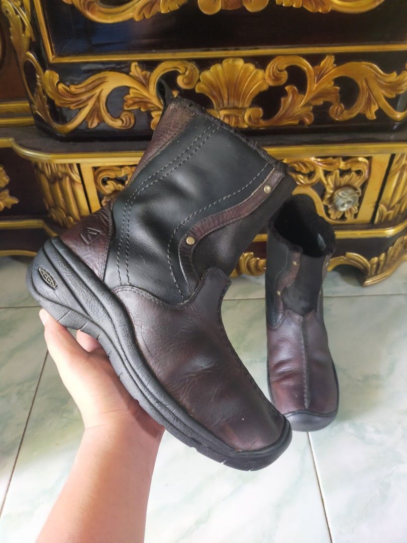 KEEN LEATHER BOOTS ORIGINAL, Fesyen Pria, Sepatu , Sepatu Boot di Carousell
