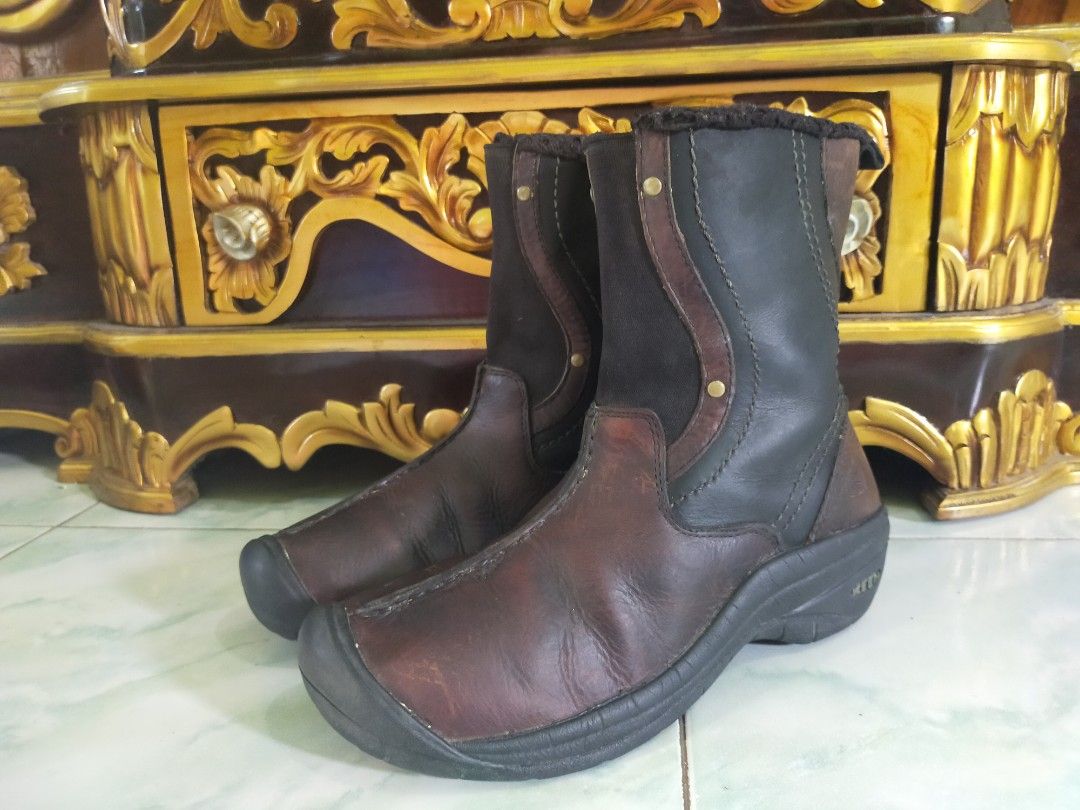 KEEN LEATHER BOOTS ORIGINAL, Fesyen Pria, Sepatu , Sepatu Boot di Carousell