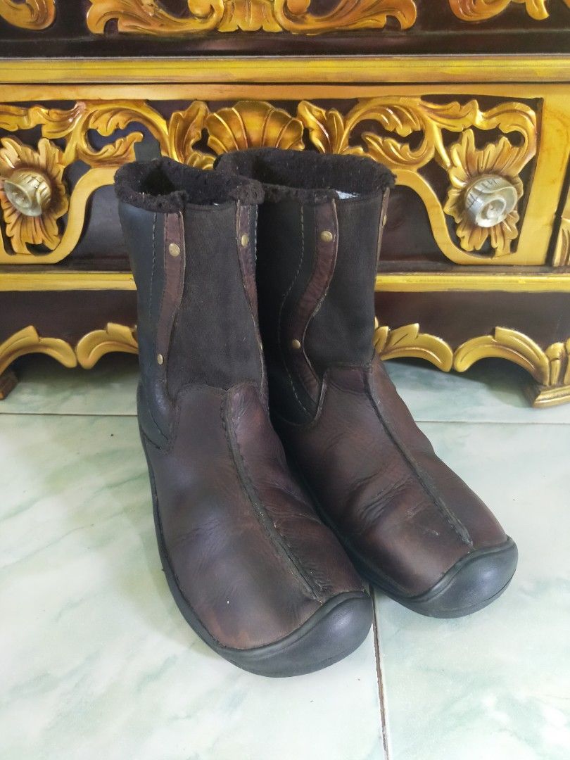 KEEN LEATHER BOOTS ORIGINAL, Fesyen Pria, Sepatu , Sepatu Boot di Carousell