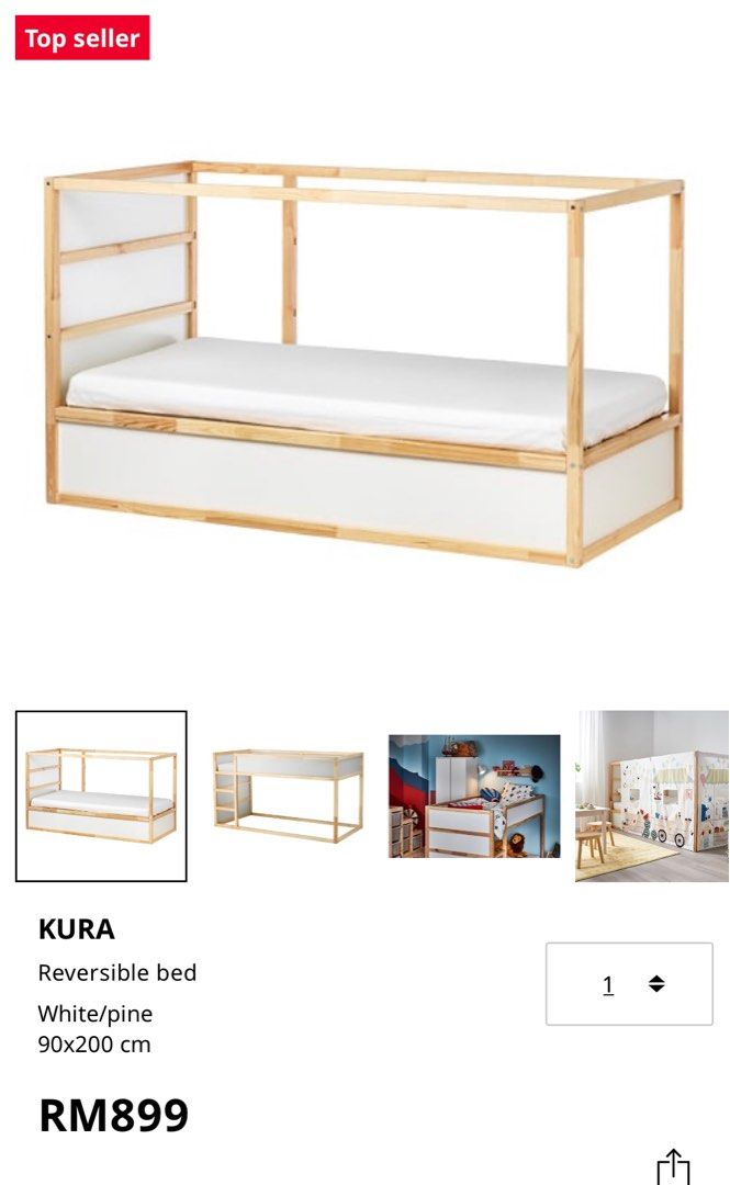 IKEA KURA bedframe & mattress, Furniture & Home Living, Furniture, Bed