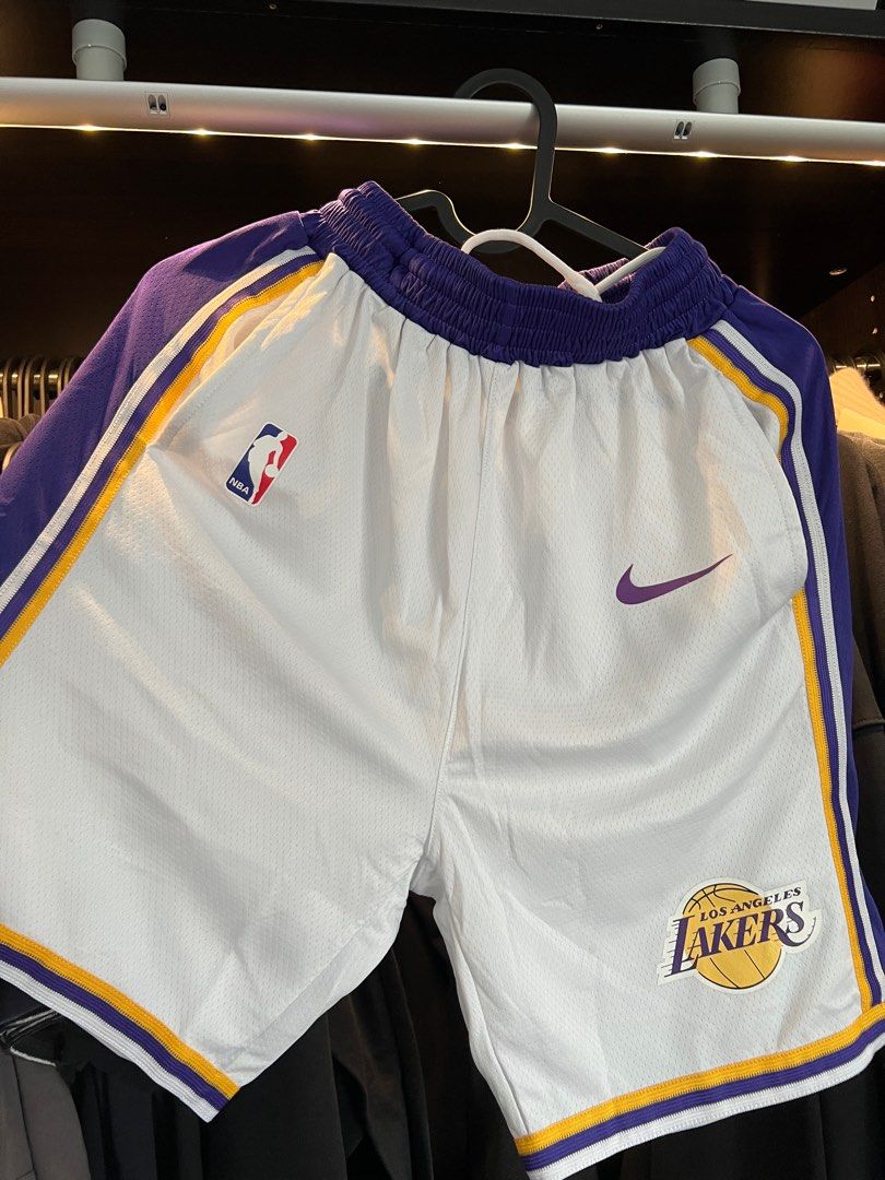 White discount lakers shorts