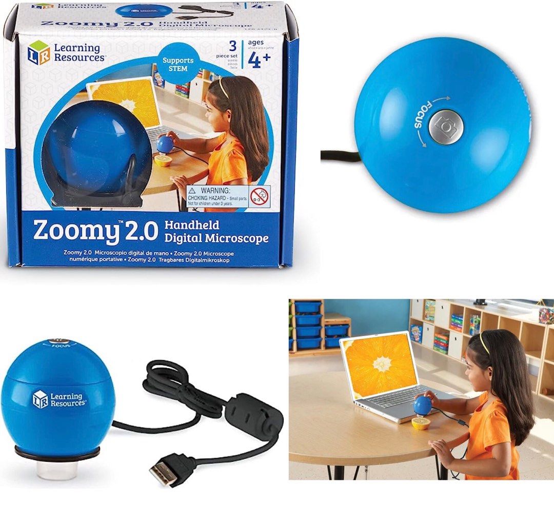 Learning Resources Zoomy 2.0 Handheld Digital Microscope, Blue, Hobbies