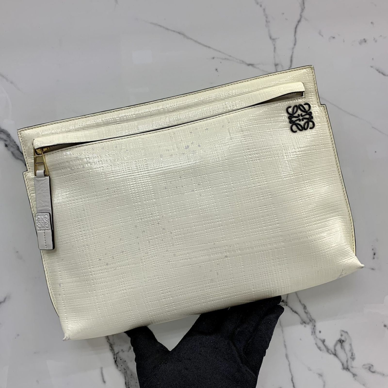 White patent leather clutch cheap