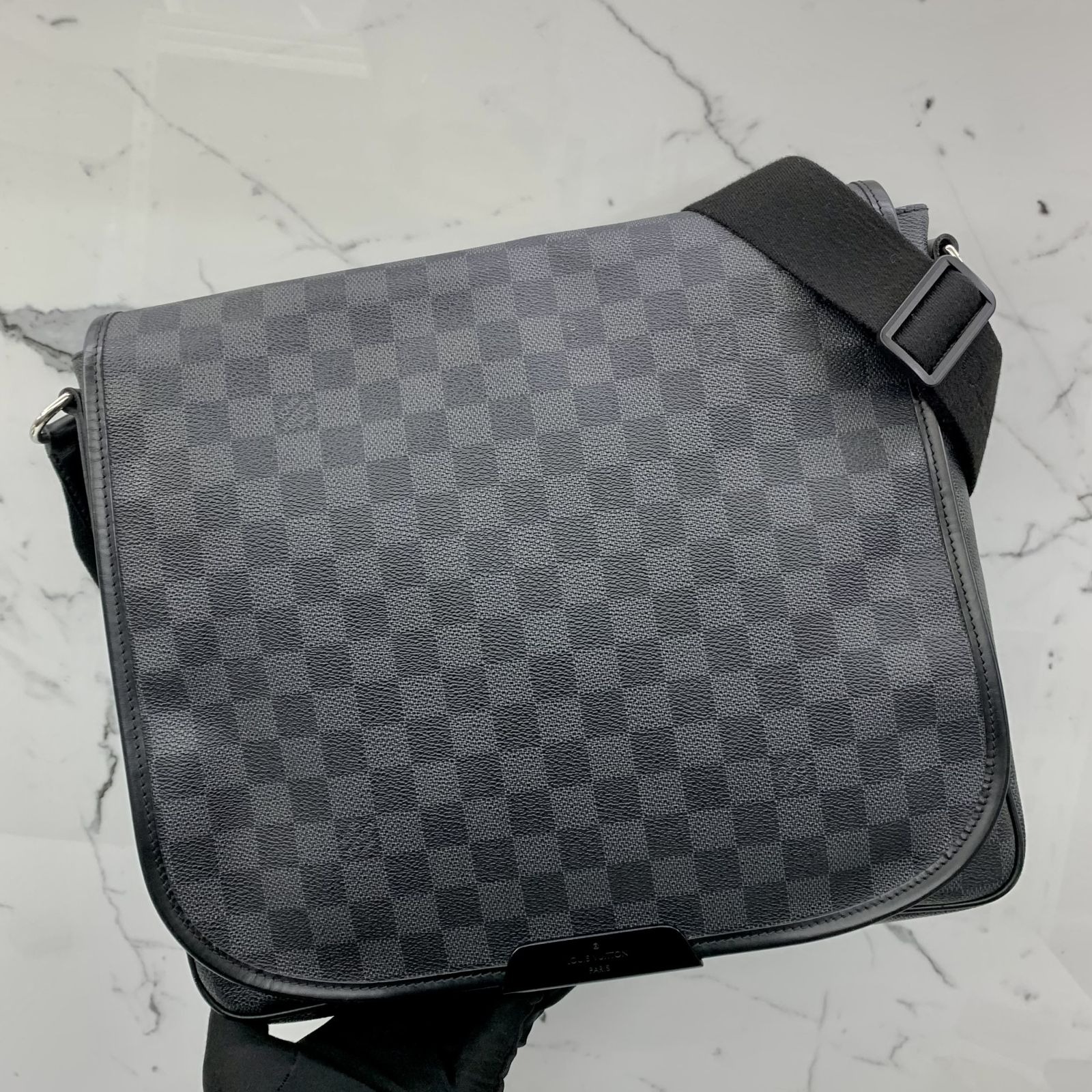 Louis Vuitton Renzo Graphite Messenger Bag Grey Canvas Damier N51213  Authentic