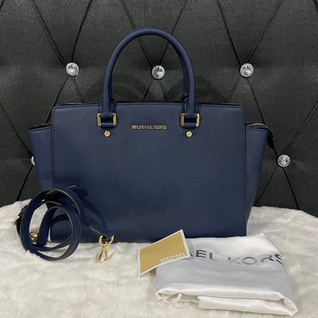 Michael Kors Selma Stud Gray Satchel, Luxury, Bags & Wallets on Carousell