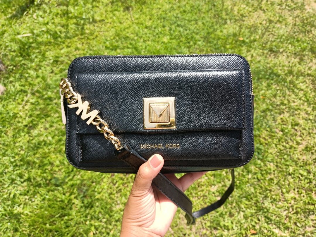 Michael michael kors sylvia online crossgrain leather double zip crossbody