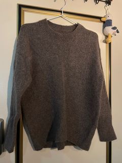 MUJI無印良品女裝圓領針織毛衣（咖色XL）