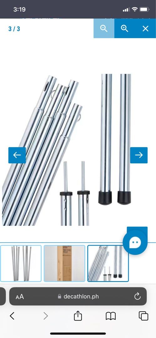 Nature Hiking Camping 2 King Poles (Category: Hiking & Camping) located in Quezon City. Submitted by issalopez (Listing ID 1240667890, Image 3). Description: Bought this at Decathlon for our awning tent, but we don’t need anymore since we already installed awning to our car. This is good for having spare poles for emergency..