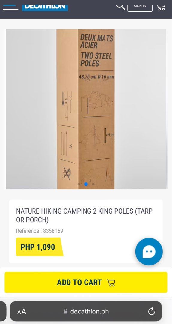 Nature Hiking Camping 2 King Poles (Category: Hiking & Camping) located in Quezon City. Submitted by issalopez (Listing ID 1240667890, Image 1). Description: Bought this at Decathlon for our awning tent, but we don’t need anymore since we already installed awning to our car. This is good for having spare poles for emergency..
