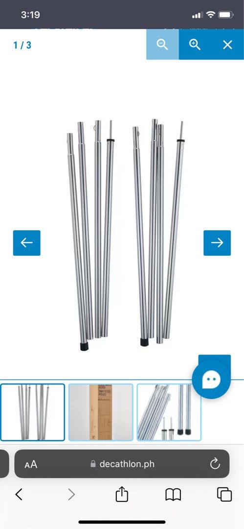 Nature Hiking Camping 2 King Poles (Category: Hiking & Camping) located in Quezon City. Submitted by issalopez (Listing ID 1240667890, Image 2). Description: Bought this at Decathlon for our awning tent, but we don’t need anymore since we already installed awning to our car. This is good for having spare poles for emergency..