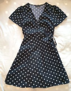 NEW Black Dress - Short Sleeves Wrap Dress