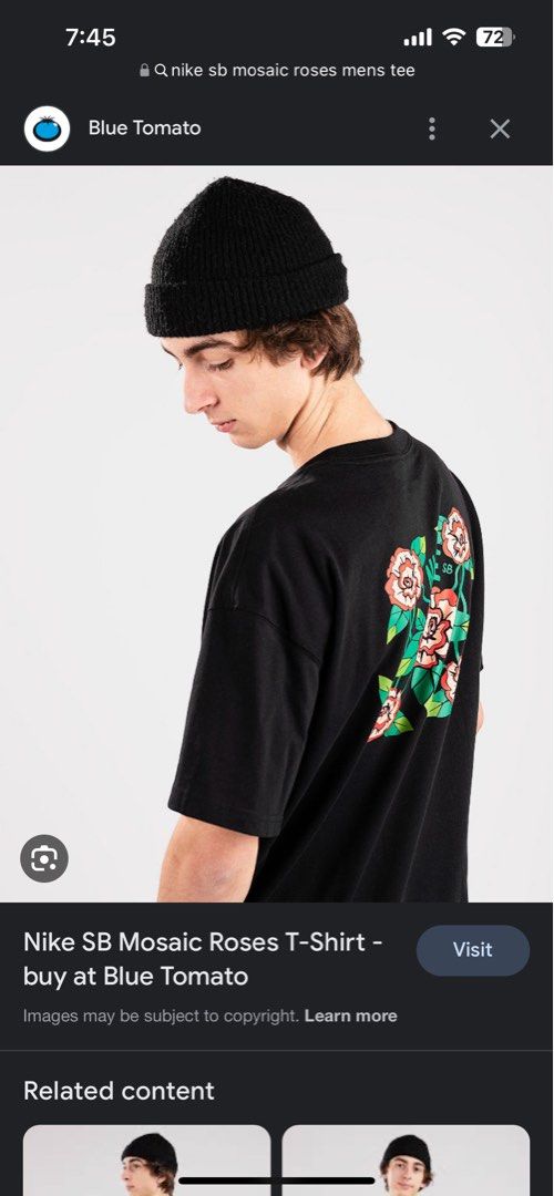 Nike SB Mosaic Roses Tshirt Men s Fashion Tops Sets Tshirts