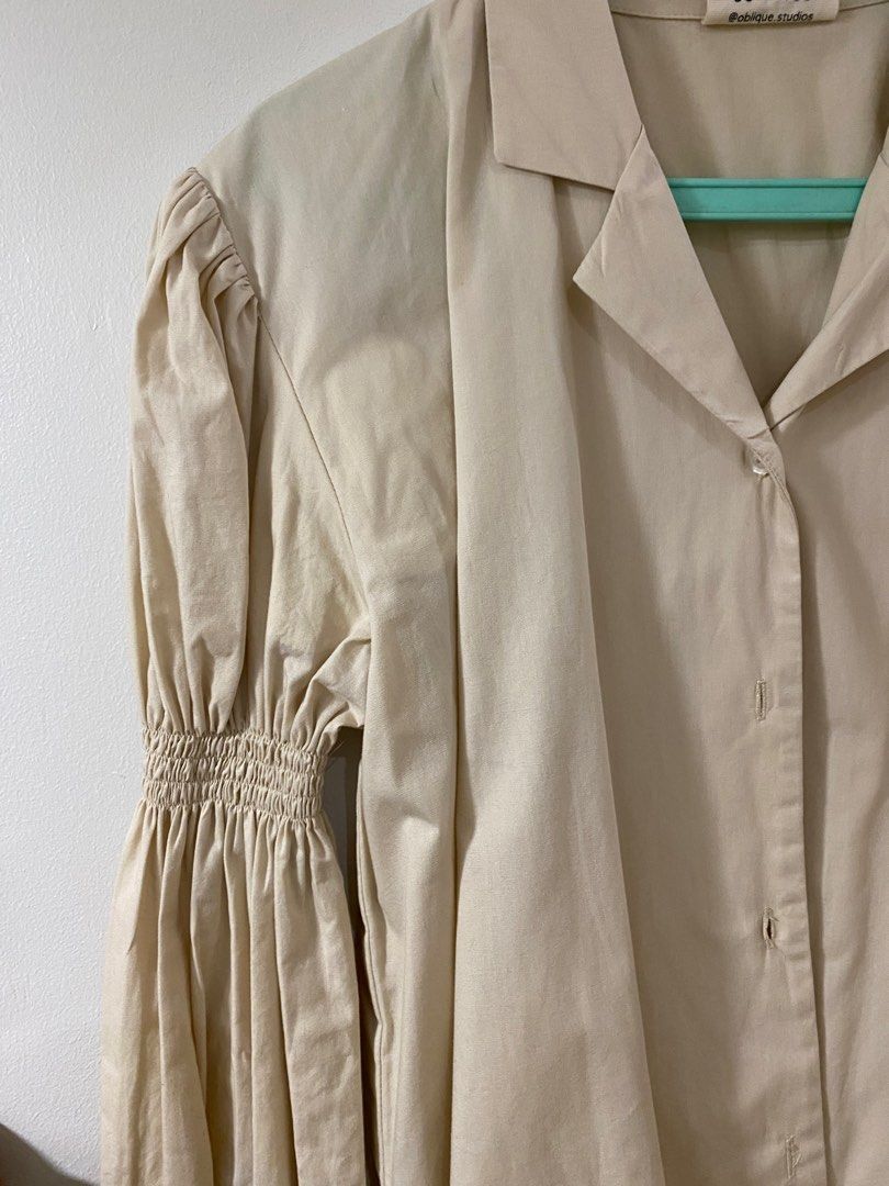 Oblique studious puff sleeved button down (Category: Longsleeves) located in Antipolo. Submitted by abc__mart (Listing ID 1240727980, Image 3). Description: Oblique Studios (indonesian brand, slow fashion) Used once.