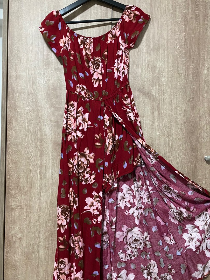 Red romper maxi dress top