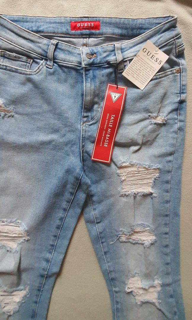 Original Guess Ripped Denim jeans Women s Fashion Bottoms Jeans on Carousell