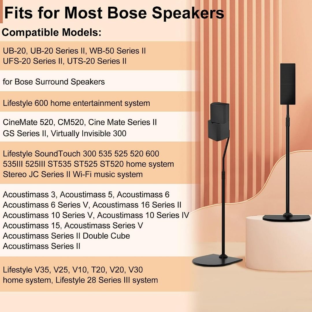 iDS Pair of Bose Speaker Stands for Bose UB 20 Series II WB 50 Series II UFS 20 Series II Adjustable Height Floor Stands for Bose CineMate
