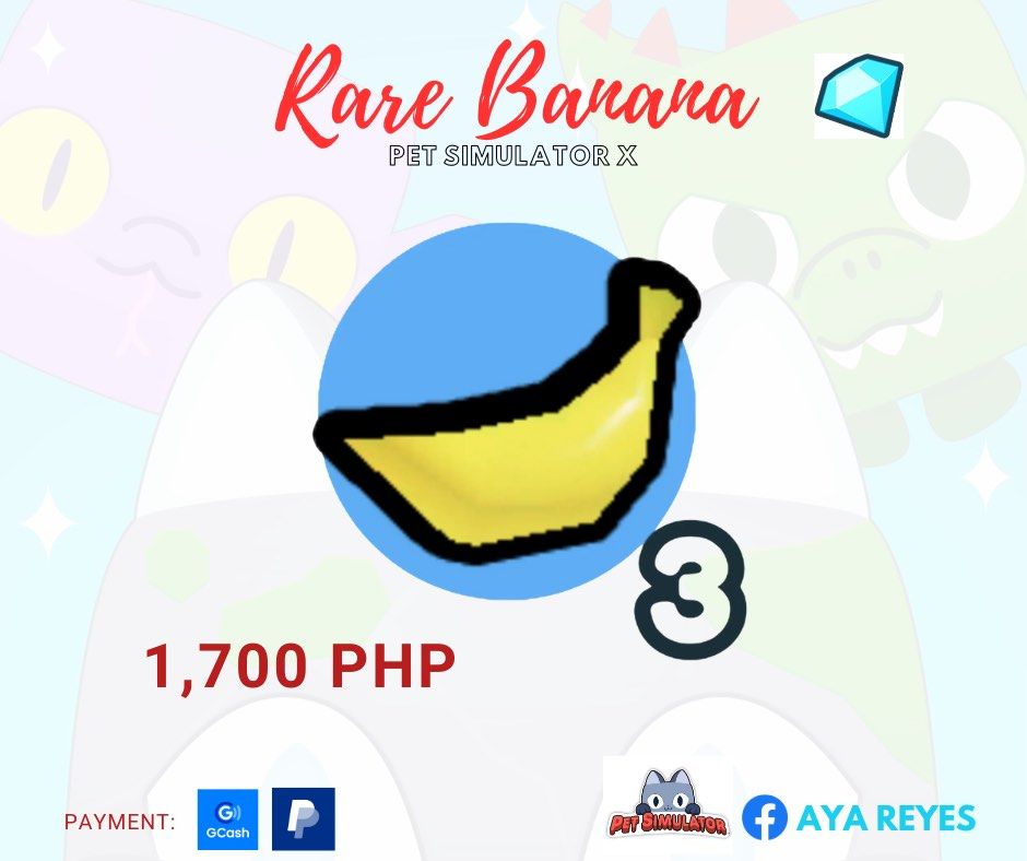 PET SIMULATOR RARE BANANA PET PSX BANANA, Video Gaming, Gaming