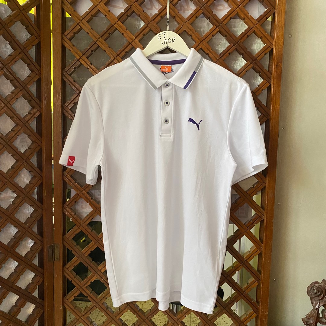 Puma Dry Cell Mercerised White Polo Shirt | Size L, Men's Fashion, Tops ...