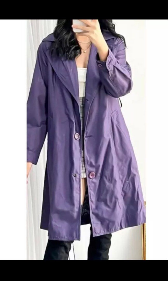 Purple Trench Coat, Women's Fashion, Coats, Jackets and Outerwear on ...