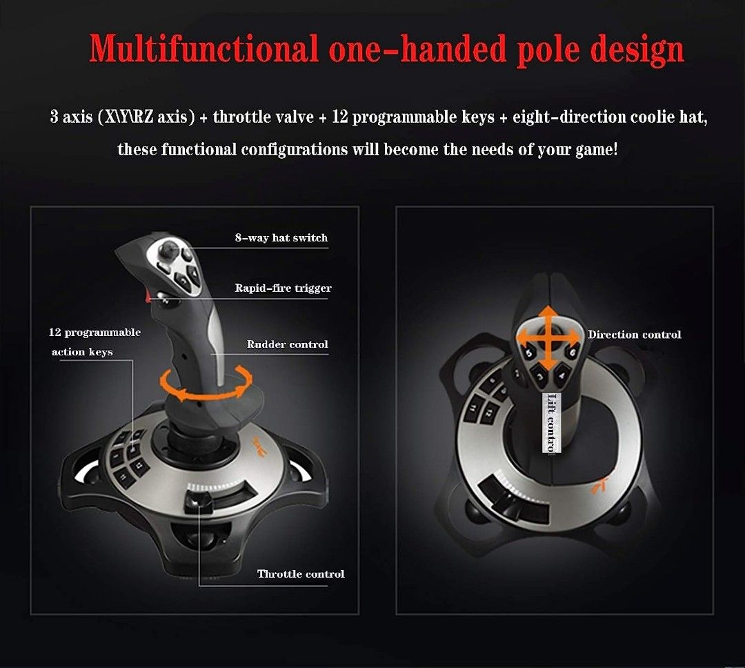 PXN-2113 USB Flight Stick PC Joystick Controller Simulator Gamepad ...