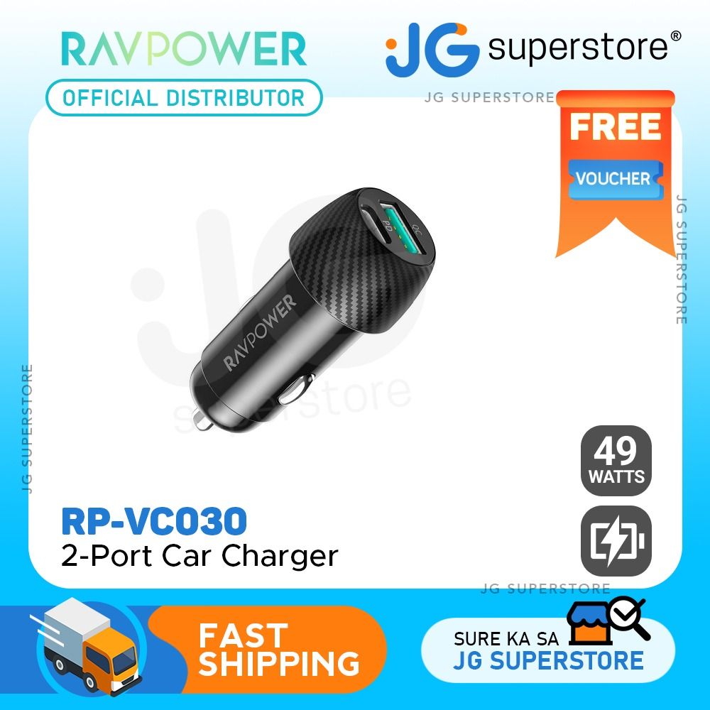 RAVPower VC030 Dual Port USB C Car Charger